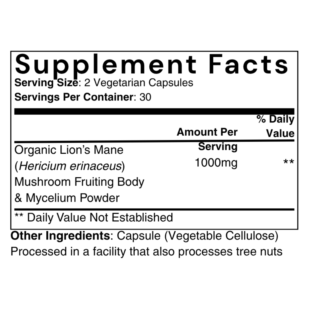 Lion's Mane Mushroom Capsules - 60ct